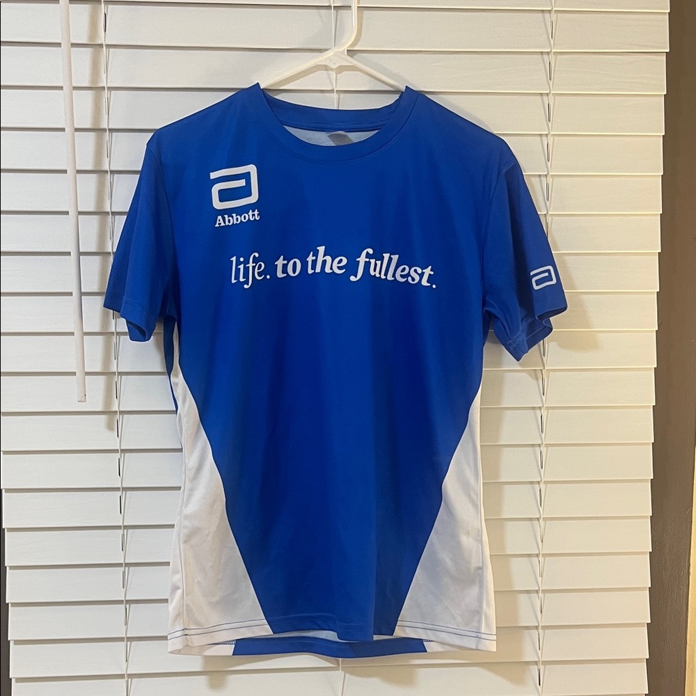 Abbott Boston Marathon Blue and White Tech T-Shirt